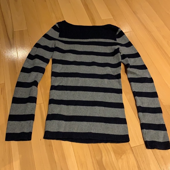 EUC Jacob Navy blue & Grey Striped Boat neck Sweater - size M - Picture 12 of 16